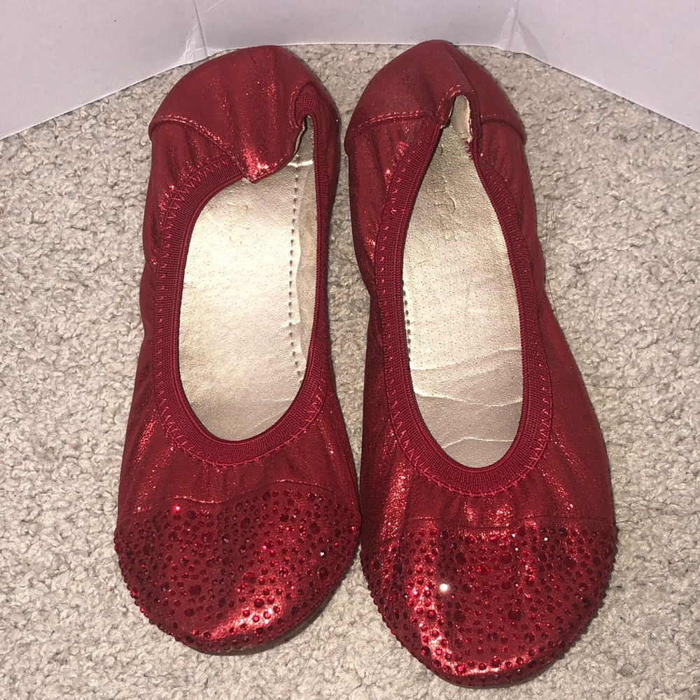 Dream Pairs Red Girls' Sparkle Ballet Flats - Picture 2 of 7